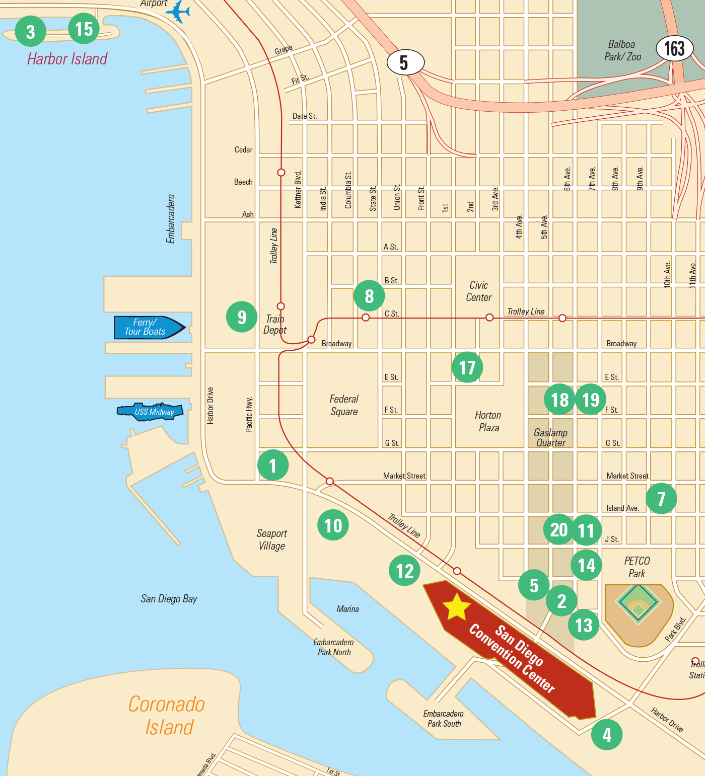 San Diego hotel map