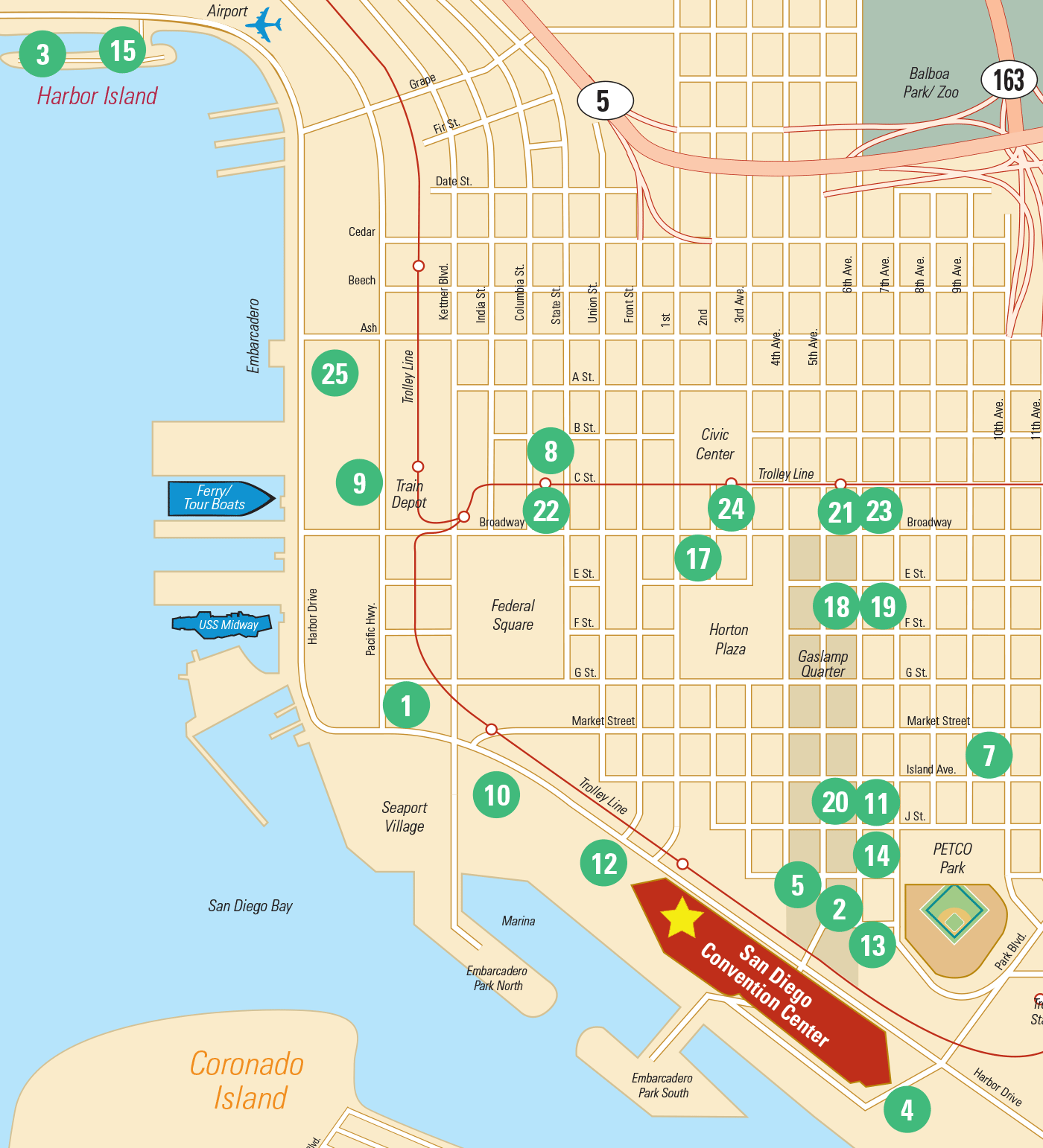 San Diego hotel map