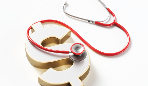 A stethoscope on a dollar sign