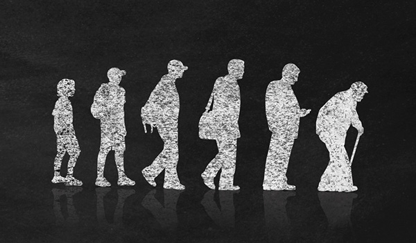 Silhouettes of men young to old