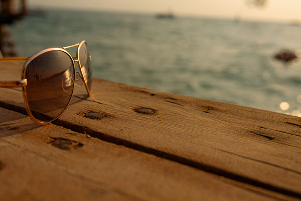 Sunglasses on a pier