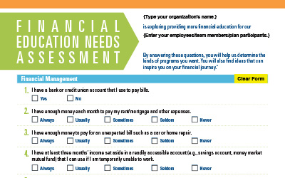 Financial Educational Needs Assessment Financial Educational Needs Assessment