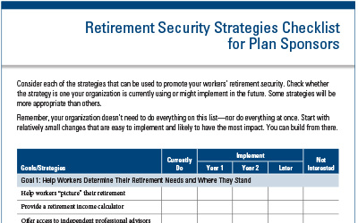 Retirement Security Checklist Retirement Security Checklist
